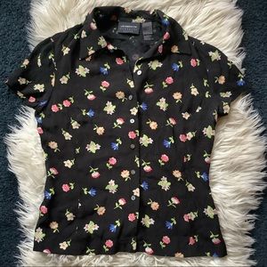 Cropped shirt Vintage Liz Claiborne buttoned floral blouse Xs/S